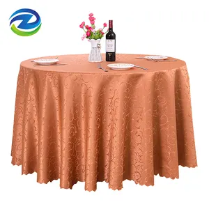 High-quality custom logo washable polyester jacquard light coffee tablecloths for hotel party