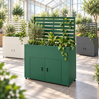 Jardinière surélevée avec treillis et armoire de rangement, bac à plantes en métal pour l'extérieur, pour centres de jardinage, vente en gros, fabricant OEM