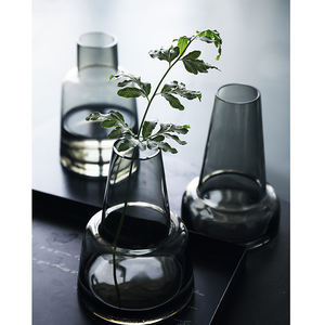 مزهرية زجاجية عصرية بتصميم شمالي بسيط وصديق للبيئة، أنيقة وصناعية، شفافة بعنق ملون، متوسطة الطول للطاولات وحفلات الزفاف - Product Image 4