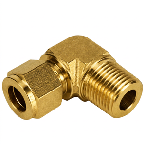 Codo de 90° de compresión de latón forjado de acero inoxidable 316, 2-4-4, 1/4" OD x 1/4" NPT macho, para instrumentación de alta presión - Product Image 1