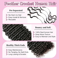 Rambut Manusia Vietnam 100% Virgin Berkualitas Tinggi Grade 12A Keriting Dalam # Ekstensi Rambut Crochet Hitam Alami 1B
