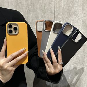 เคสโทรศัพท์หนัง PU เกรดพรีเมียมหลากสีสัน ผิวเรียบหรู พร้อมกรอบกล้องเคลือบไฟฟ้า สำหรับ <span class=keywords><strong>iPhone</strong></span> 16 15 <span class=keywords><strong>Plus</strong></span> Pro Max - Product Image 1