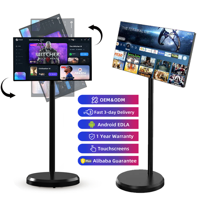 Wholesale Portable Tv for Kitchen 21.5 Inch Touch Screen Portable Mobile Tv With Stand Rollable Android Smart Tv