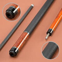 Queue de billard en fibre de carbone 2 pièces de 58 pouces avec incrustation en bois Burr, enveloppe en similicuir, joint radial, pour snooker et billard, 19 oz, pointe de 12,4 mm