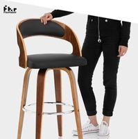 Wabi-sabiretro restaurant salle à manger en bois chaises de bar café comptoir avant dossier en bois tabouret de bar rembourré pour hôtels