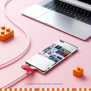 Cable de datos de carga rápida 4 en 1 Micro USB para teléfonos móviles Huawei, Apple, Oppo, en colores rosa, azul, amarillo y naranja, de 0.5m, 1m y 2m, de silicona. - Product Image 1