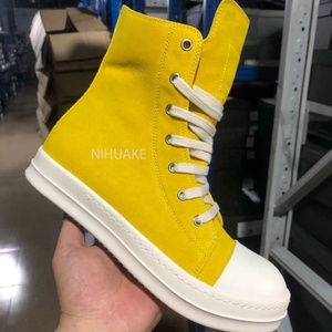 Kích Thước <span class=keywords><strong>12</strong></span> Giản Dị Thiết Kế Da Giày Sang Trọng Giảng Viên Mắt Cá Chân Ren up Sneaker Zip Cao-Top Flats Vàng Mắt Cá Chân Khởi Động Cho Phụ Nữ - Product Image 3