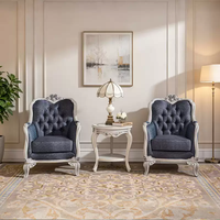 Fauteuil individuel de luxe français en bois massif et tissu, avec fermeture éclair, pour salon de villa, fauteuil sculpté à dossier haut, style chaise tigre