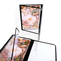 Housses de menu en cuir transparentes à triple pli pour A4 6 vues Restaurant et hôtel dossiers pliables couvertures de menu alimentaire transparentes