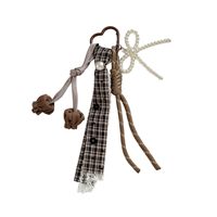 Nouveau porte-clés en alliage de zinc motif Maillard avec nœud perlé et ruban en dentelle pour breloque de sac pour filles
