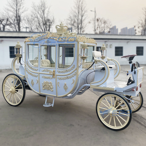 High Quality Luxury Gold 4 Wheels Horseless Electric CE Certified Wedding carriage Royal Carriage for Sale - Product Image 3