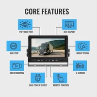 Caméra de camion avec écran IPS 7 pouces, 4 caméras, WiFi, MP5, MP3, vision nocturne, 720P, étanche, enregistrement en boucle pour camions