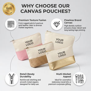 Sacs à cosmétiques en vrac brillants avec fermeture éclair, sacs à cosmétiques en coton vierges à faire soi-même, trousse de toilette de voyage quotidienne pour femmes et enfants - Product Image 6