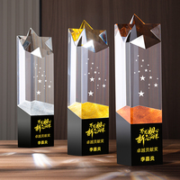 Souvenir de réunion annuelle de la société Crystal Star créative à cinq branches personnalisée Trophée en verre de cristal personnalisé