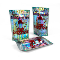 Holograma Ziplock con impresión personalizada, bolsa láser arcoíris, embalaje de plástico para dulces, aperitivos y comida para mascotas, bolsas holográficas