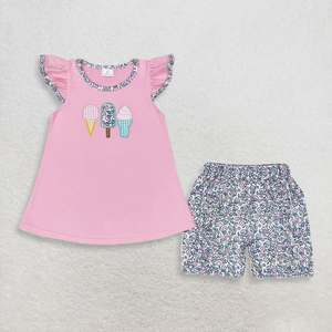 ชุดเซ็ต 2 ชิ้น เสื้อทูนิคปักลายไอศกรีมสีชมพูลายทางสำหรับเด็กผู้หญิง พร้อมกางเกงขาสั้นระบายขอบ รุ่นใหม่ล่าสุด - Product Image 4