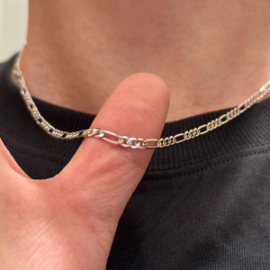 RINNTIN SC34-3.3 Cadena para Hombre, Joyería Hiphop, Chapado en Oro <span class=keywords><strong>de</strong></span> 18K sobre Plata <span class=keywords><strong>de</strong></span> Ley 925, Cadena <span class=keywords><strong>Figaro</strong></span> <span class=keywords><strong>de</strong></span> 3.3mm con Corte <span class=keywords><strong>de</strong></span> Diamante - Product Image 5