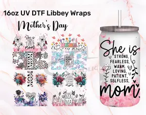 Mom Butterfly Libbey Glass Wrap Mom Dandelion Strong Mom Quotes Mother's Day Tumbler Glass Cup UV DTF Libbey Wrap