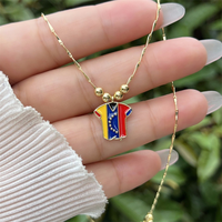 Meistverkaufte Venezolanische Nationalflagge Emaille-Halskette, Goldener Flaggenanhänger, Trendiger Patriotischer Schmuck für Frauen Tägliches Tragen