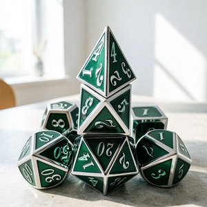 Jeu de dés en métal 7 pièces (D20, D12, D10, D8, D6, D4) pour jeux de rôle (Dungeons & Dragons, TTRPG) - Product Image 4
