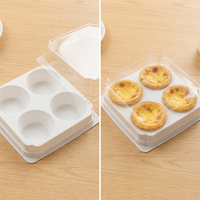 Boîtes d'emballage écologiques en plastique transparent à charnière pour tartes aux œufs et beignets jetables