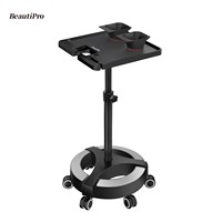 Chariot de rangement réglable en acier inoxydable noir pour salon de coiffure, plateau pour extensions capillaires