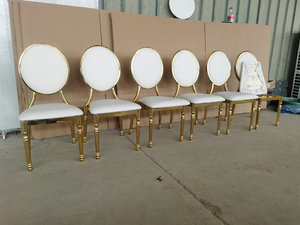 Preço barato Atacado Evento De Luxo Rodada Back Design Gold party Aço Inoxidável Cadeira De Casamento Do Hotel - Product Image 6