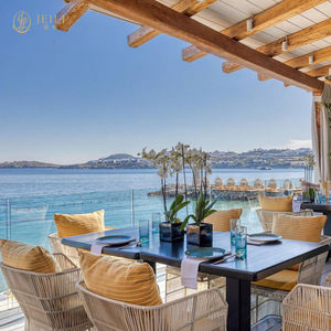 Ensemble de meubles de <span class=keywords><strong>terrasse</strong></span> pour hôtel de bord de mer, style moderne, avec coussin de <span class=keywords><strong>fauteuil</strong></span> en corde tressée JEILI, table en métal, pour restaurant commercial extérieur. - Product Image 1