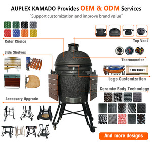 Barbecue <span class=keywords><strong>Kamado</strong></span> en céramique Auplex Epicure Series 22 pouces, fumoir au charbon de bois, grande taille pour cuisine extérieure - Product Image 5