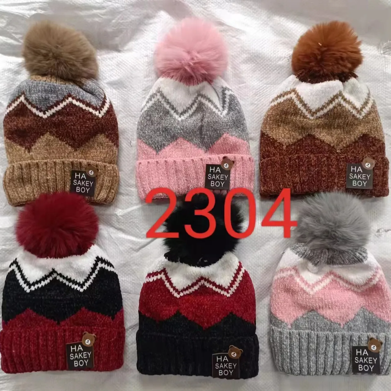 2023 new trendy high quality man women winter knitted beanie hat with pom pom