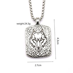 Colgante de cabeza de lobo de acero inoxidable para hombre, amuleto temático de animal para ropa, regalo a juego - Product Image 5