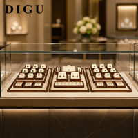 Ensemble de présentoirs à bijoux en bois et microfibre DIGU pour boutique et exposition, fabricant de présentoirs à bagues sur mesure