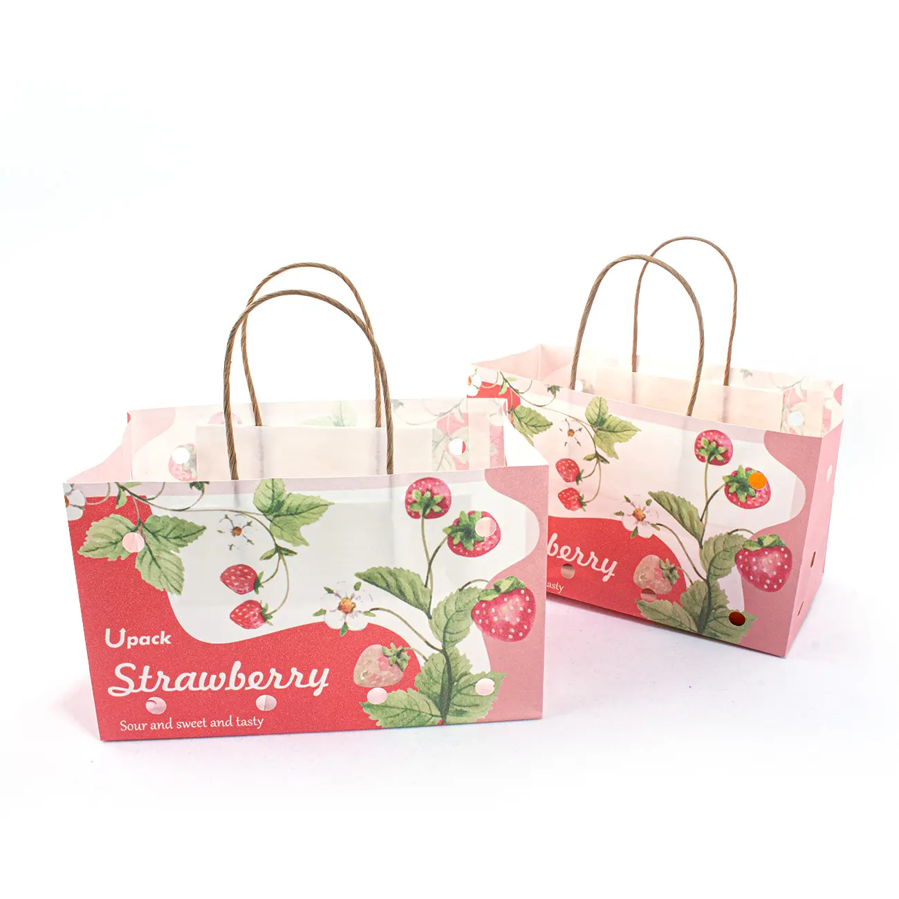 Wholesale Grocery Shop Anti Wet Fruit Packaging Kraft Paper Bag With Ventilation Hole