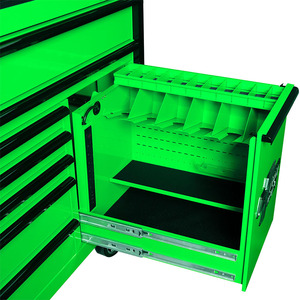 Green and Black 8-<strong>Drawer</strong> Roller Cabinet with Power <strong>Tool</strong> <strong>Drawer</strong> and Wheels - Product Image 2