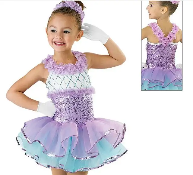 beautiful kids purple sequin dance ballet tutu dress
