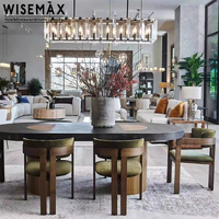 WISEMAX MÖBEL Nordic Vintage Wohn möbel Restaurant Natur marmor Küche Ovaler Esstisch Set 8 Stühle für den Hotel gebrauch