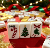 Tuiles de Mahjong en Acrylique de Noël Modernes et Luxueuses, Motif Père Noël, Arbre et Bonhomme de Neige, Portables et Durables pour le Divertissement