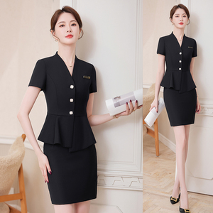 Women's Professional Summer Suit Short Sleeve Workwear Hotel Reception Uniform Set Elegant Goddess Style - Product Image 4