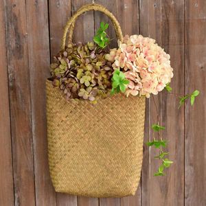 Sac fourre-tout pour femme en jonc de mer tressé, panier de plage portable en paille tressée, sac à bandoulière de plage - Product Image 5