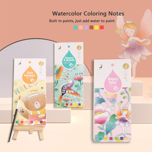 Livre de coloriage à l'<span class=keywords><strong>aquarelle</strong></span> DIY pour enfants, 20 feuilles, bloc de peinture portable avec pinceau, peinture activée par l'eau, cadeau de voyage personnalisable - Product Image 1