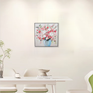 <span class=keywords><strong>Peinture</strong></span> <span class=keywords><strong>à</strong></span> <span class=keywords><strong>l</strong></span>'<span class=keywords><strong>huile</strong></span> texturée artisanale faite <span class=keywords><strong>à</strong></span> la main <span class=keywords><strong>de</strong></span> <span class=keywords><strong>vase</strong></span> avec arrangement floral Art mural décoratif moderne - Product Image 4