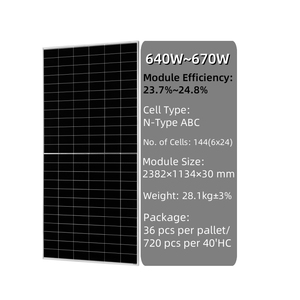 Panneaux solaires demi-cellules AIKO N-Type ABC 640W-670W certifiés, façade en verre, BIPV, emballés sur palette, module PV haute efficacité - Product Image 1