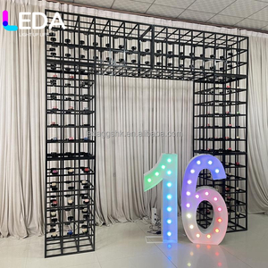 LEDA Customized Black Metal Frame Wedding Candle Light <b>Backdrop</b> Panel Candle Wall Stand Arch <b>Backdrop</b> - Product Image 2