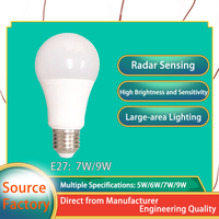 Sensor de movimiento Luz A19 E27 Base Smart Auto On/off Dusk to Dawn Iluminación Detección de movimiento Bombilla LED