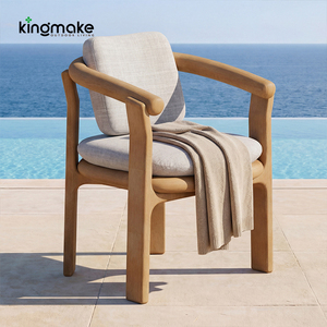 Muebles de Comedor de Lujo para Patio Exterior de Teca, Sillones de Madera con Cojines de Secado Rápido, Silla de Comedor para Jardín de <span class=keywords><strong>Hotel</strong></span> o Resort - Product Image 1