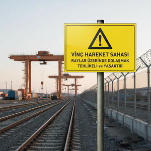 Señal reflectante de área de movimiento de grúas, prohibe caminar sobre rieles, advertencia de área peligrosa - Product Image 3