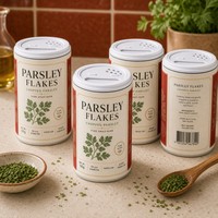 Contenant en papier alimentaire en gros avec couvercle doseur pour l'emballage de feuilles de persil hachées, logo personnalisé, usine OEM