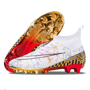 Soccer Shoes <b>Men</b> AG <b>Studs</b> Gold Outsole High Top Synthetic Upper Summer Training Football Cleats - Product Image 5