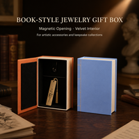 Boîte cadeau rigide personnalisée en forme de livre avec intérieur en velours noir et impression de logo pour bijoux, souvenirs, cadeaux de mariage et de fêtes