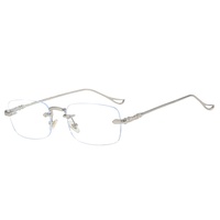 Inspiré sans monture en métal montures carrées à la mode Anti-lumière bleue lunettes pour hommes femmes diamant visage plaine jante Gafas Brille Anteojos